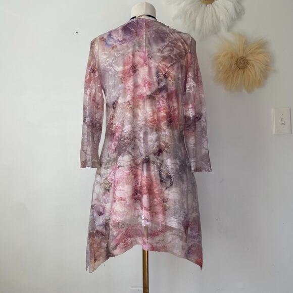 Cal Style Womens Fairy Lace Tunic Top Size M Sheer Floral Whimsigoth Bling Y2K - Picture 5 of 10